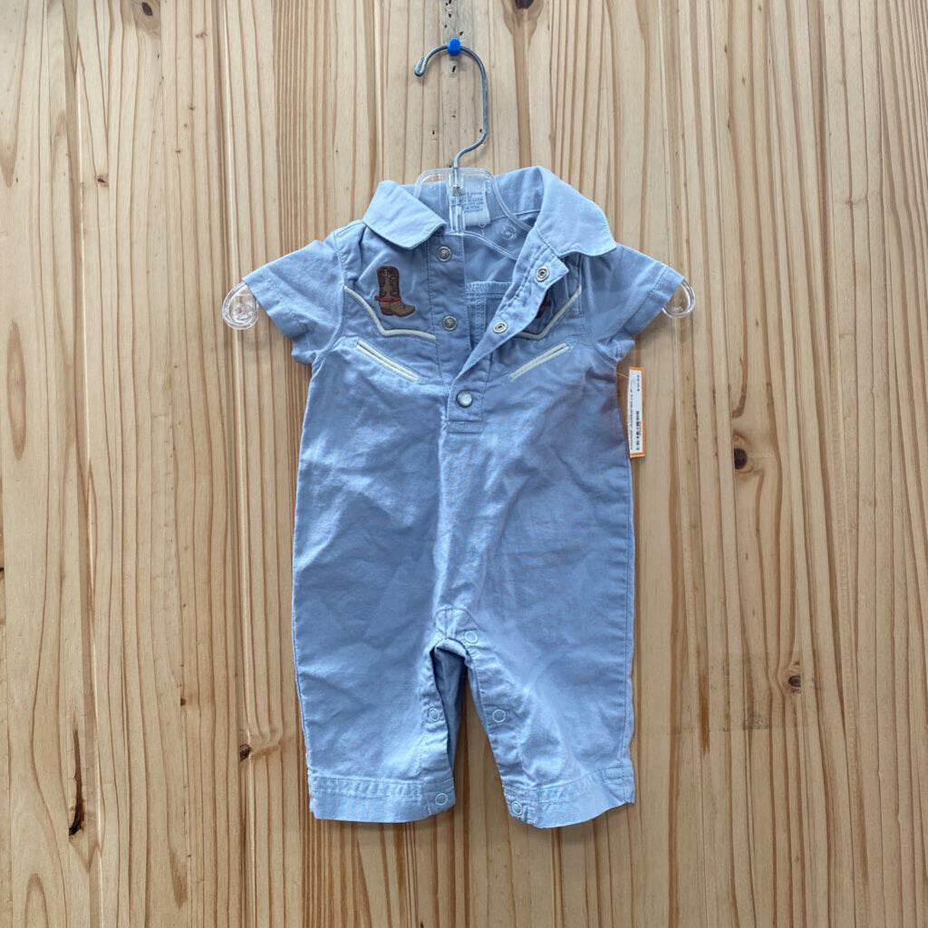 VINTAGE GYMBOREE LT BLUE ROMPER PREEMIE