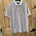 MENS POLO GOLF SHIRT PINK/WHITE/NAVY BLUE XXL