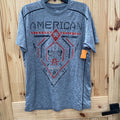 MENS AMERICAN FIGHTER SHIRT GREY/RED/BLK XL