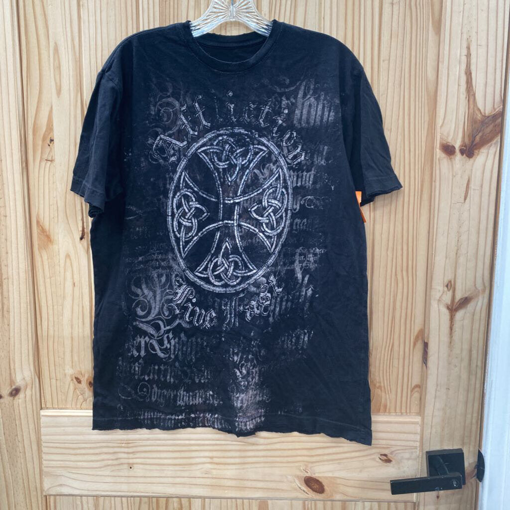 MENS AFFLICTION BLK SHIRT M