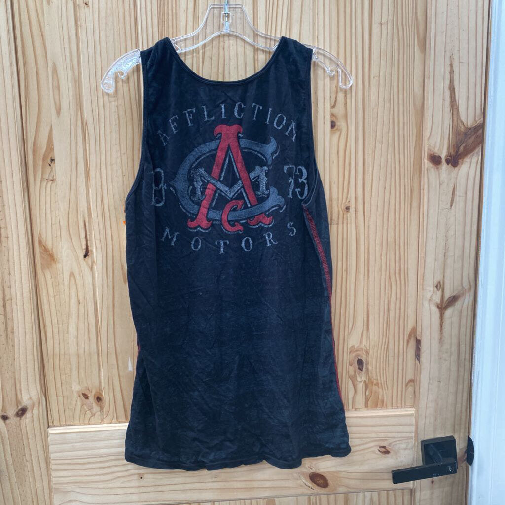 MENS AFFLICTION SL TANK BLK/RED XL
