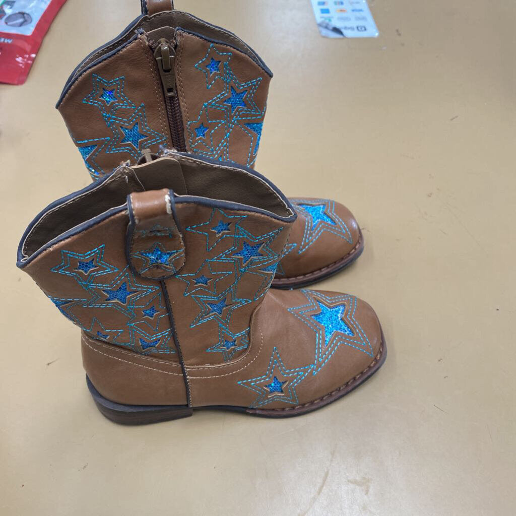 WONDER NATION TAN BOOTS W/BLUE STARS 10