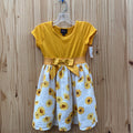 GIRLS LILT DRESS GOLDEN YELLOW/WHITE W/SUNFLOWERS 4