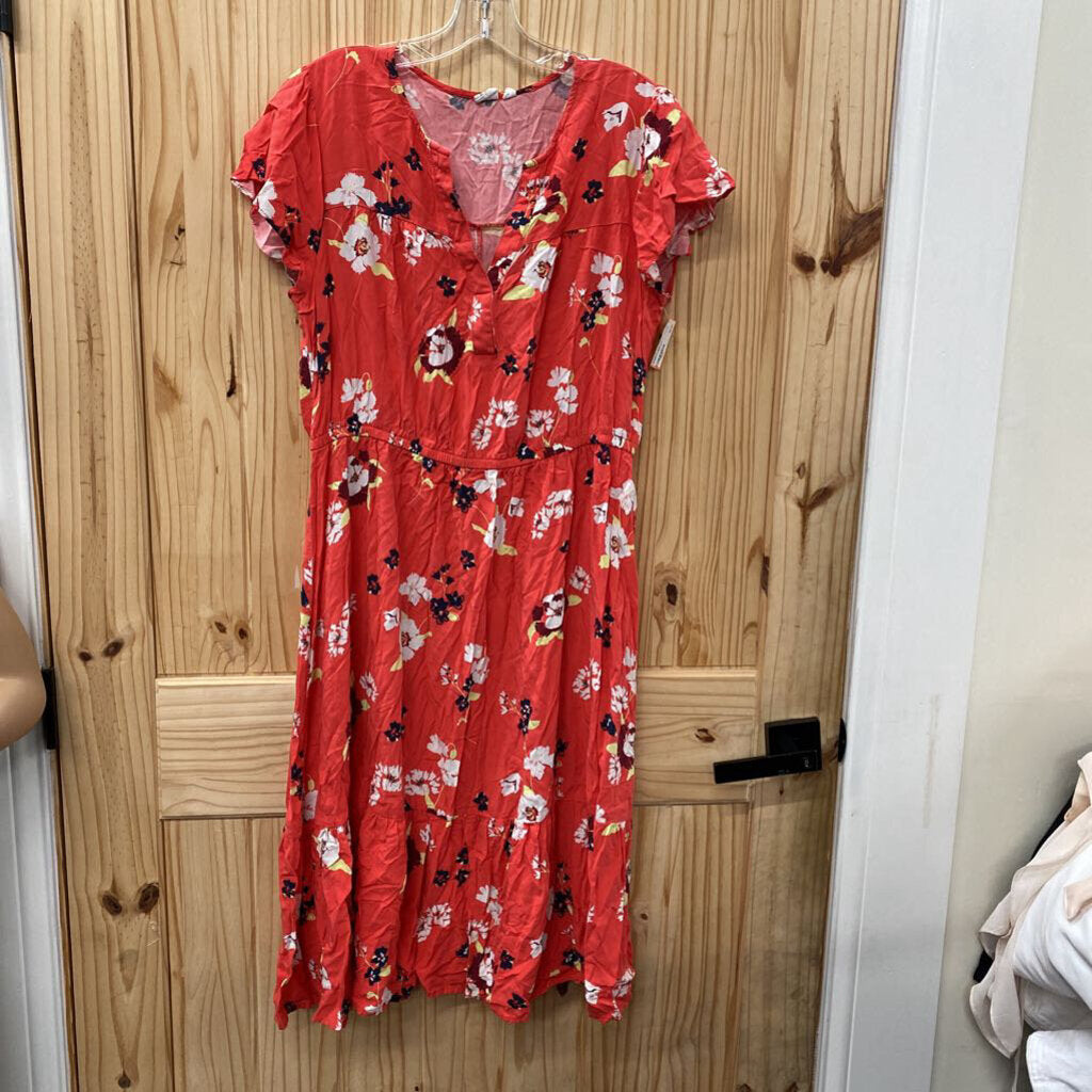 WOMENS GAP CORAL FLORAL DRESS L