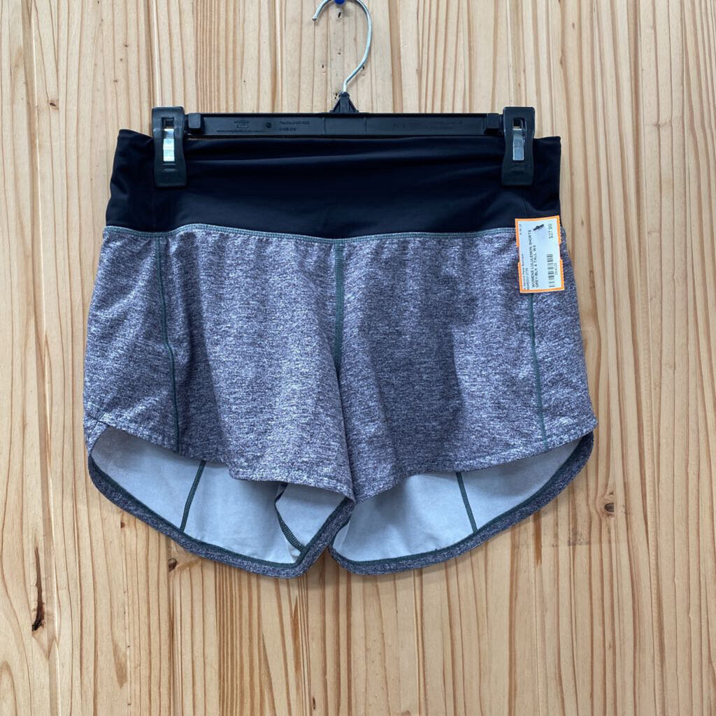 WOMENS LULULEMON SHORTS GREY/BLK 4 TALL