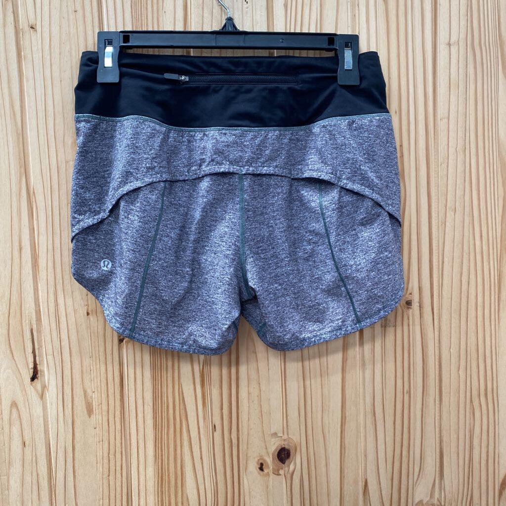 WOMENS LULULEMON SHORTS GREY/BLK 4 TALL