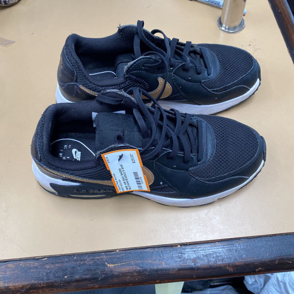NIKE AIR MAX SHOES BLK/WHITE/GOLD 8