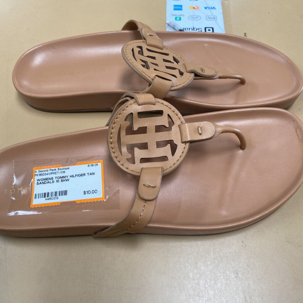 WOMENS TOMMY HILFIGER TAN SANDALS 10