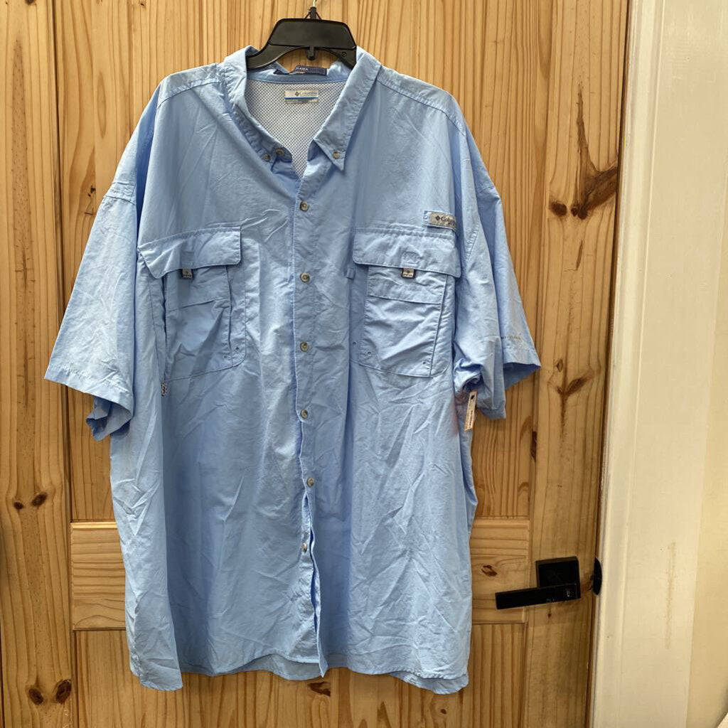 MENS COLUMBIA PFG SKY BLUE BUTTON UP SHIRT 5X
