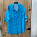 MENS COLUMBIA BUTTON UP SHIRT CYAN 4X