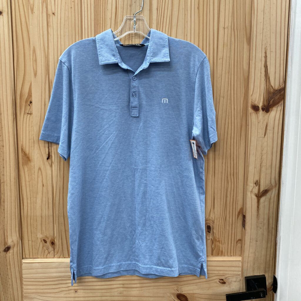MENS TRAVIS MATHEWS LT BLUE POLO SHIRT M