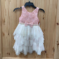 GIRLS AMERICAN PRINCESS PINK/IVORY SL CASUAL DRESS 4T