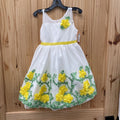 GIRLS AMERICAN PRINCESS WHITE/GREEN/YELLOW SL CASUAL DRESS 4T