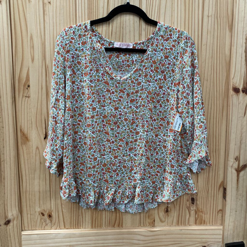 WOMENS ROSE & THYME FLORAL TOP M