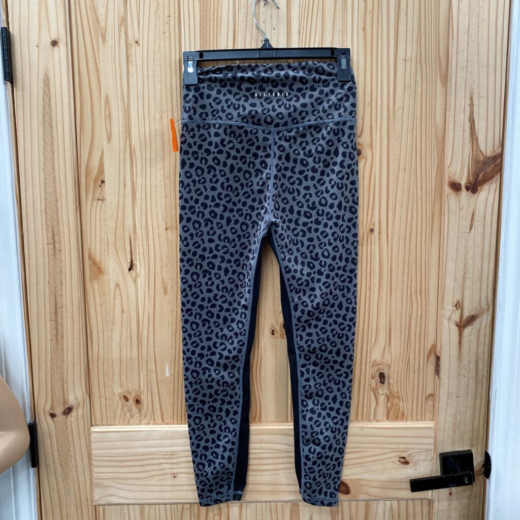 WOMENS ALLFENIX GREY/BLK LEOPARD LEGGINGS S
