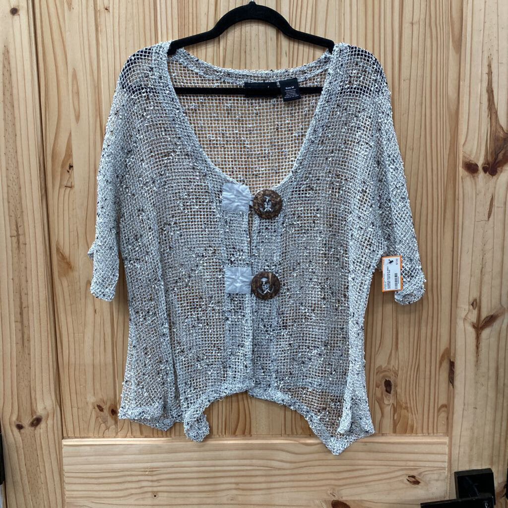 WOMENS FRAZZLE GREY CROCHET TOP M