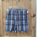 MENS HAGGAR BLUE PLAID SHORTS 38W NWT