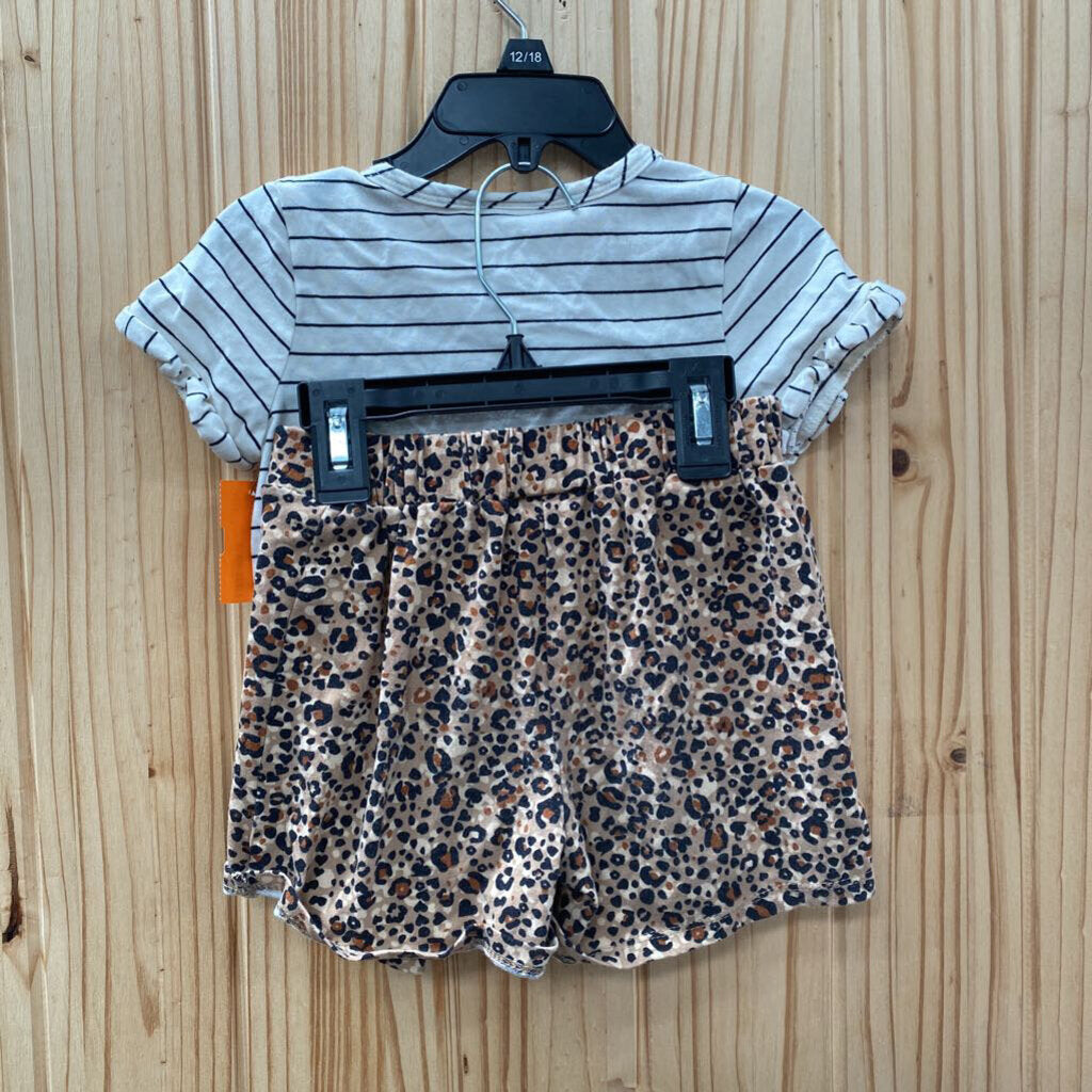 GIRLS BONNIE JEAN 2PC SET IVORY/LEOPARD W/APPLE/HEART 4T