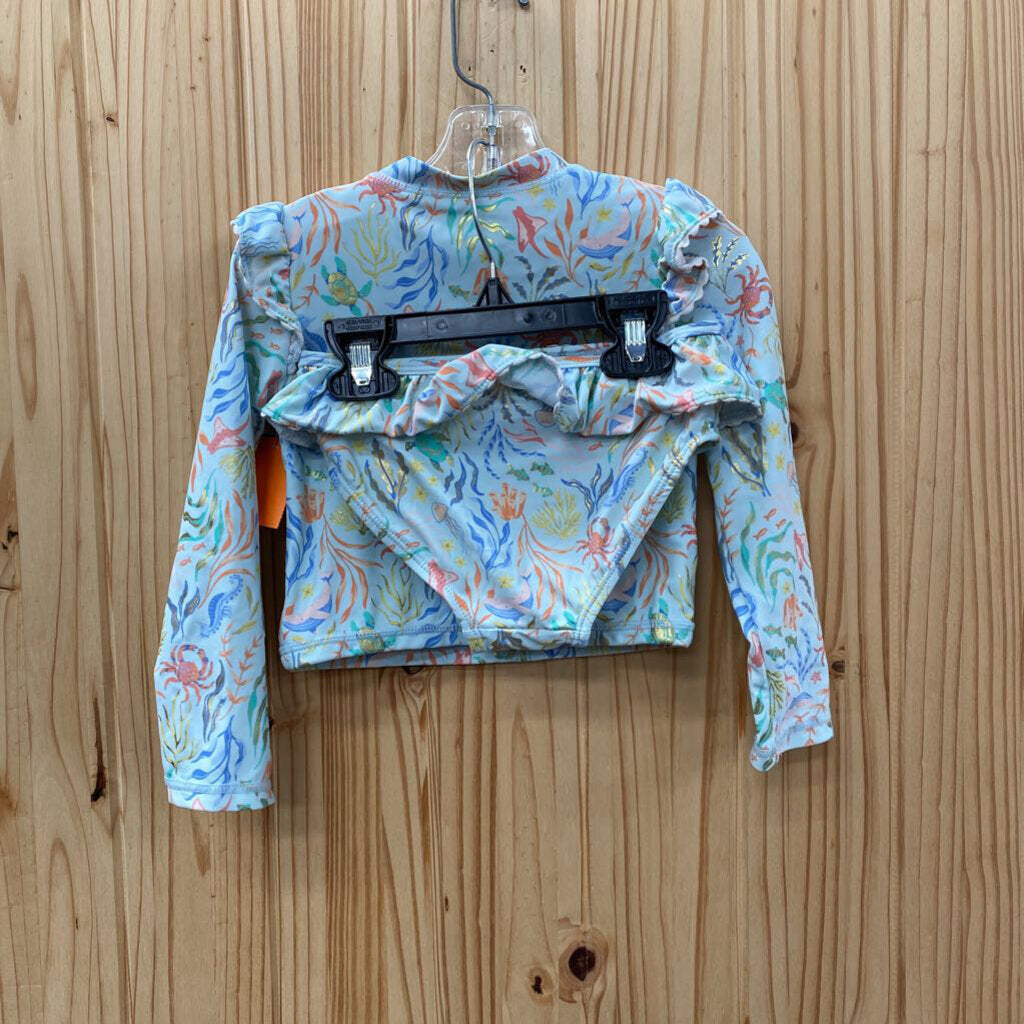 GIRLS TOMMY BAHAMA 2PC SWIM SET LT BLUE 4T