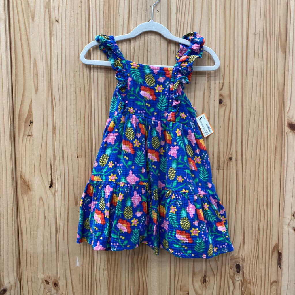 GIRLS ADVENTUREWEAR ROYAL BLUE SL FLORAL DRESS 4T