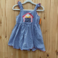 GIRLS MARIE NICOLE BLUE/WHITE STRIPE SL DRESS W/BARFN L 5