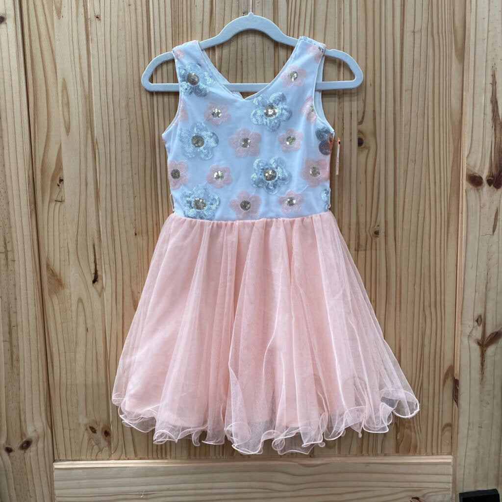 GIRLS IN GIRL SL CASUAL DRESS LT PINK/WHITE/SILVER 4