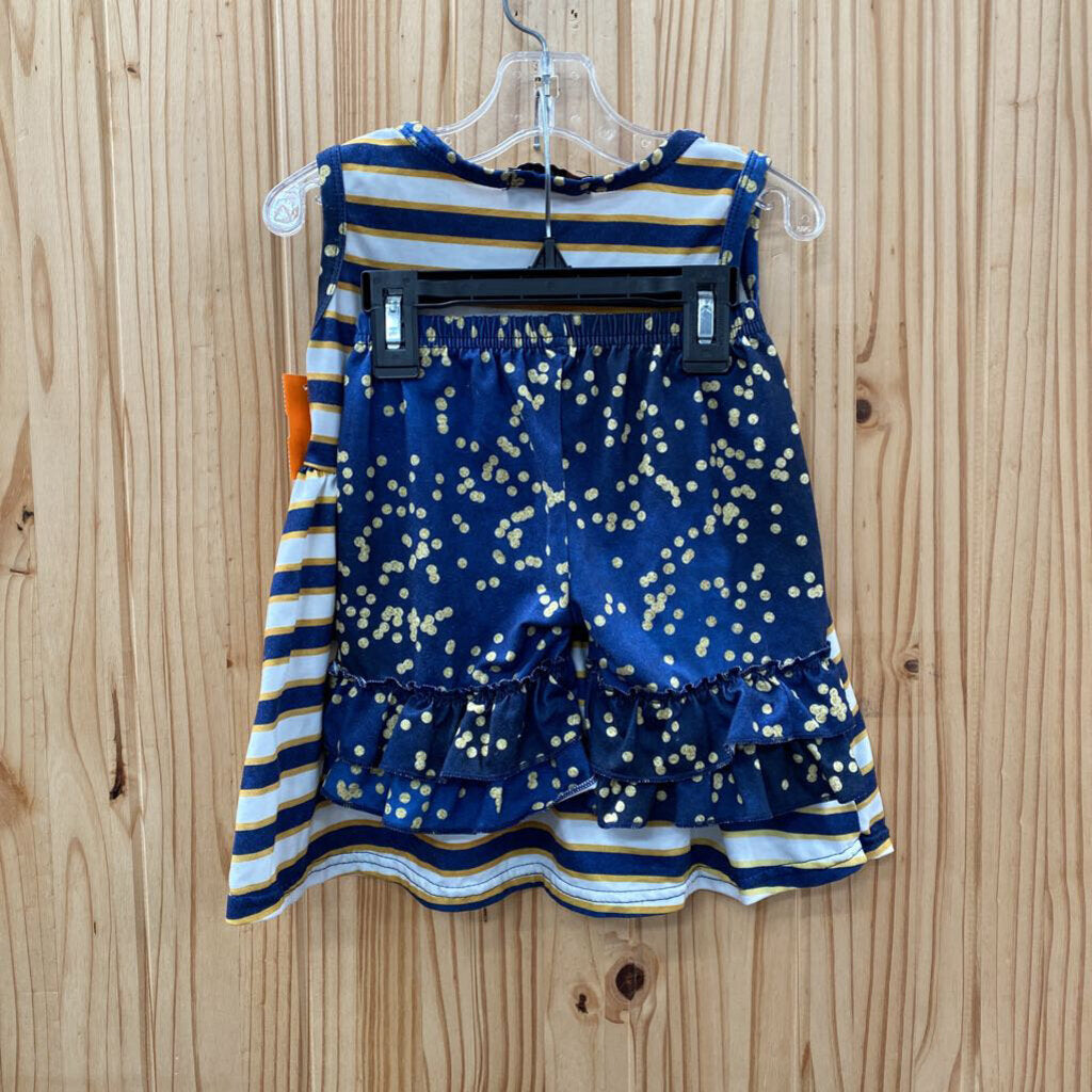 GIRLS WELLIE KATE 2PC SET NAVY BLUE/WHITE/GOLD 2T