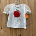 GIRLS BMG 2PC SET WHITE/LINEN W/APPLE 4T/5T