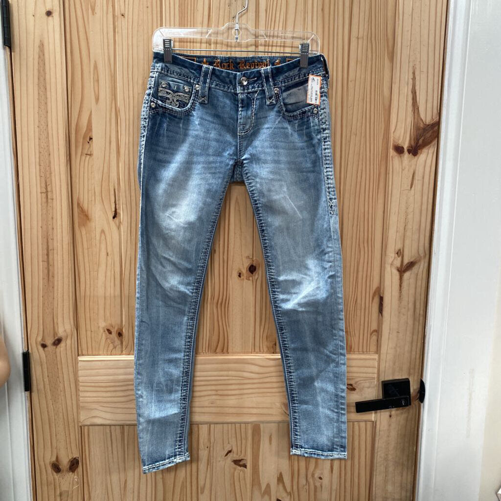 WOMENS ROCK REVIVAL LT DENIM JEANS 26