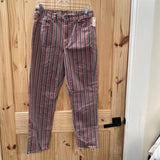 WOMENS AMERICAN EAGLE WINE/BBLK/TURQUOISE STRIPE JEANS 6 REGULAR