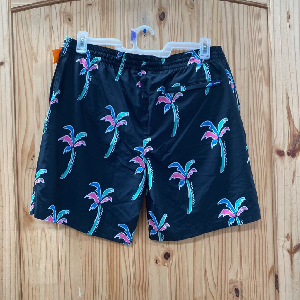 MENS CHUBBIES BLK SHORTS W/PALM TREES XL NWT