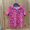 BOYS UNDER ARMOUR POLO SHIRT PINK/WHITE/BLUE YLG 12