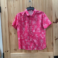 BOYS SHEIN PINK BUTTON UP SHIRT W/PALM TREES 13/14