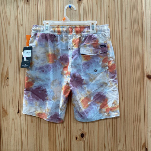BOYS RVCA SHORTS PURPLE/ORANGE/SKY BLUE L 12 NWT