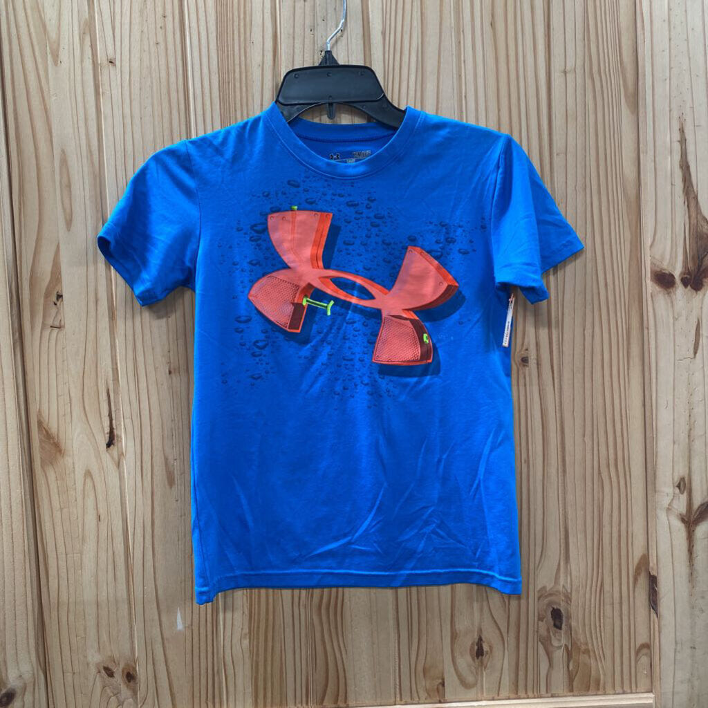 BOYS UNDER ARMOUR SHIRT CYAN/BRIGHT ORANGE YSM 8
