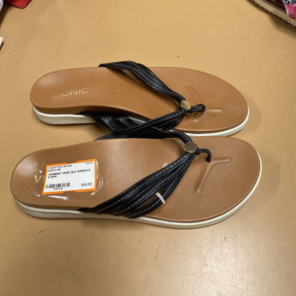 WOMENS VIONIC BLK SANDALS 9