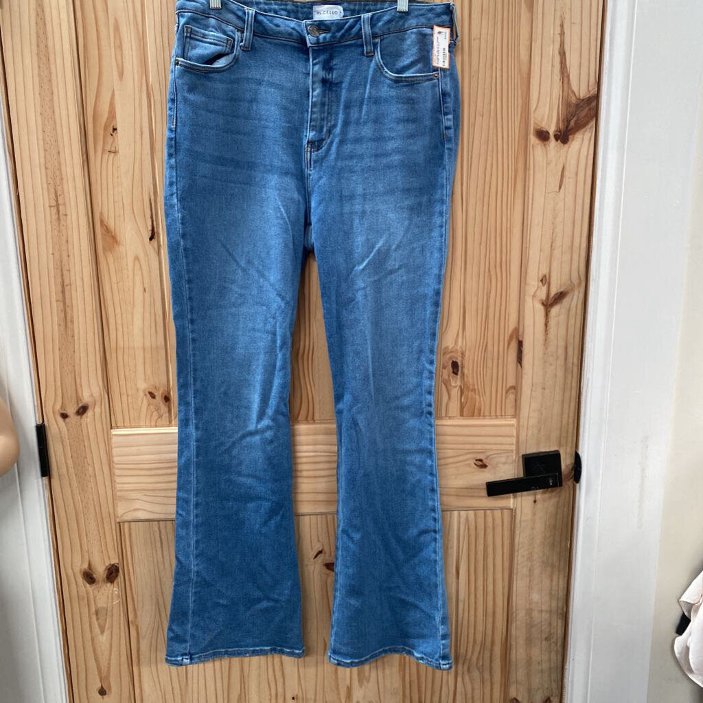 WOMENS CELLO LT DENIM FLARE JEANS 14