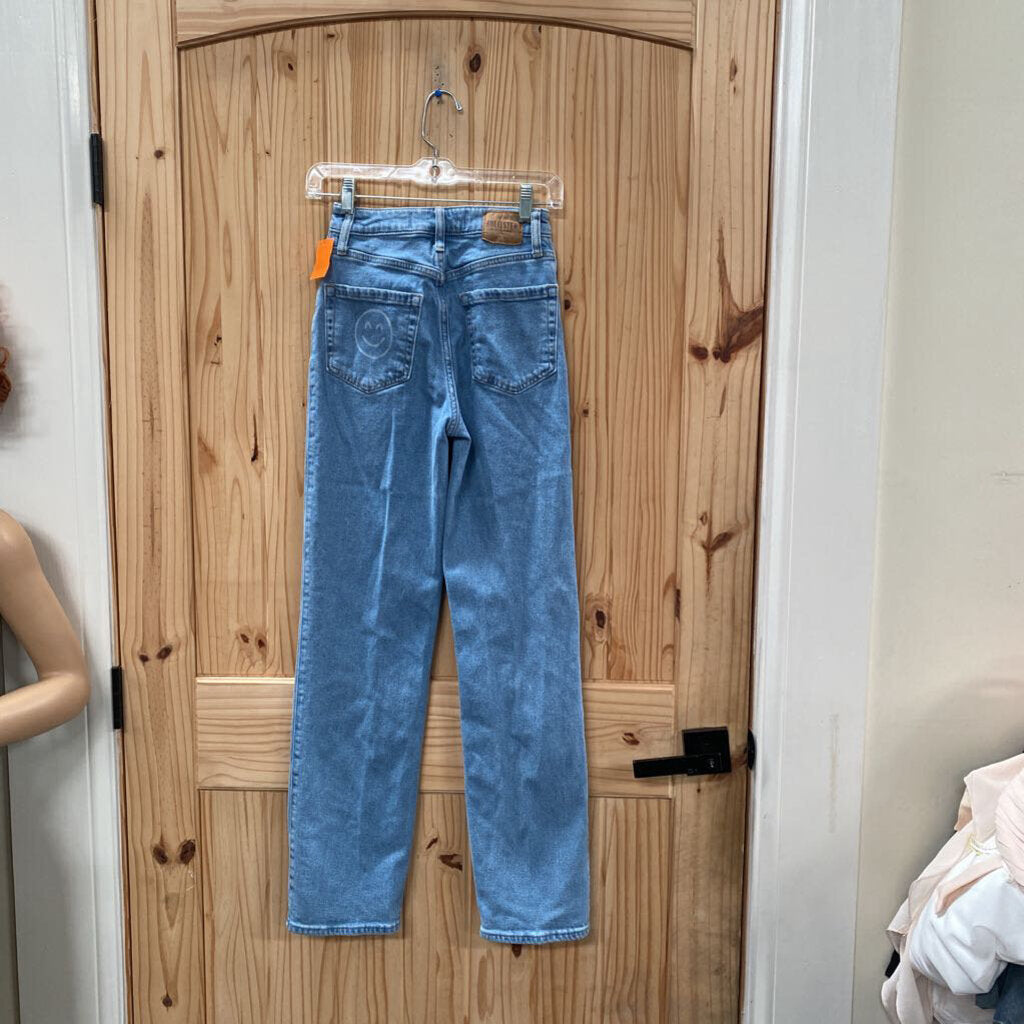 WOMENS HOLLISTER LT DENIM JEANS W/SMILEY FACES 000R