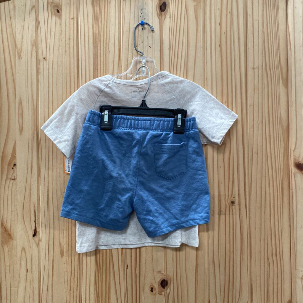 BOYS EDDIE BAUER 2PC SET BEIGE/TEAL 4T