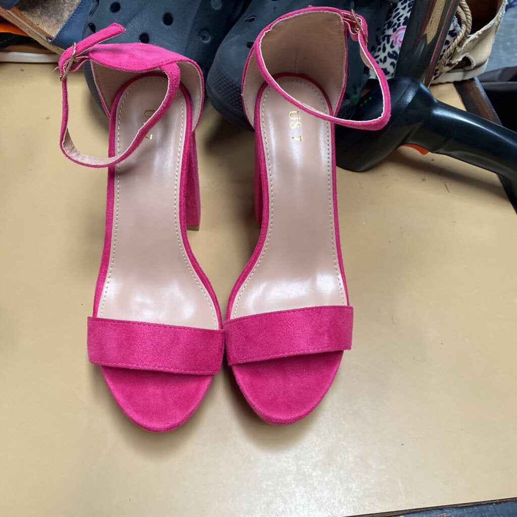 WOMENS ALLEGRA K PINK HEEL SANDALS 7