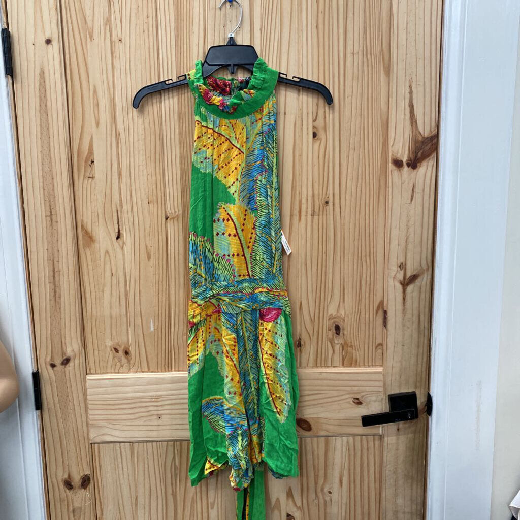 WOMENS CYNTHIA ROWLEY SL ROMPER LIME GREEN/YELLOW/PINK L NWT