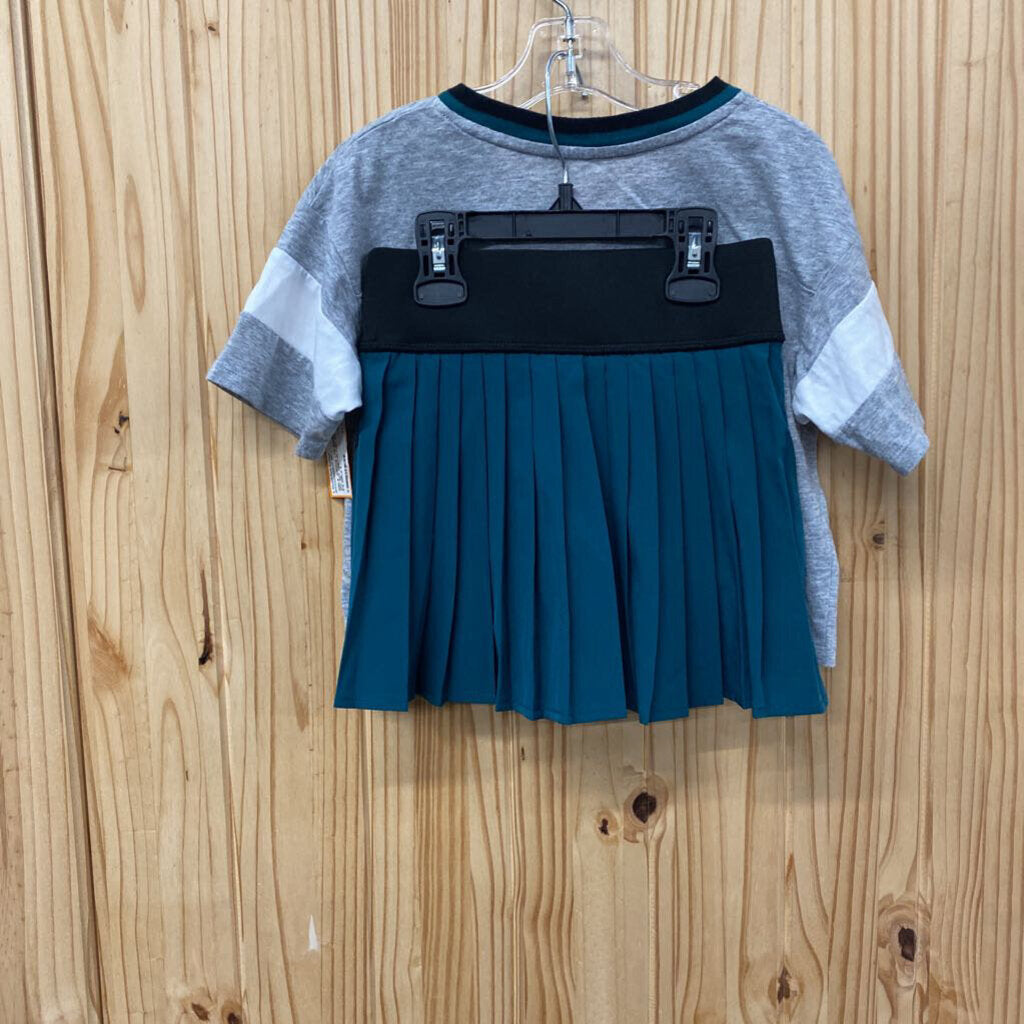 GIRLS JUSTICE LOS ANGELES 2PC SET GREY/BLK/DK GREEN XS 5/6