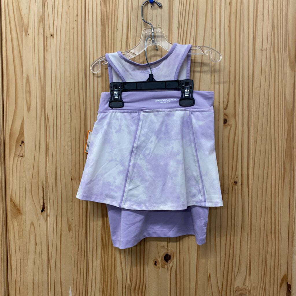GIRLS SKECHERS 2PC SET LILAC/WHITE 5/6