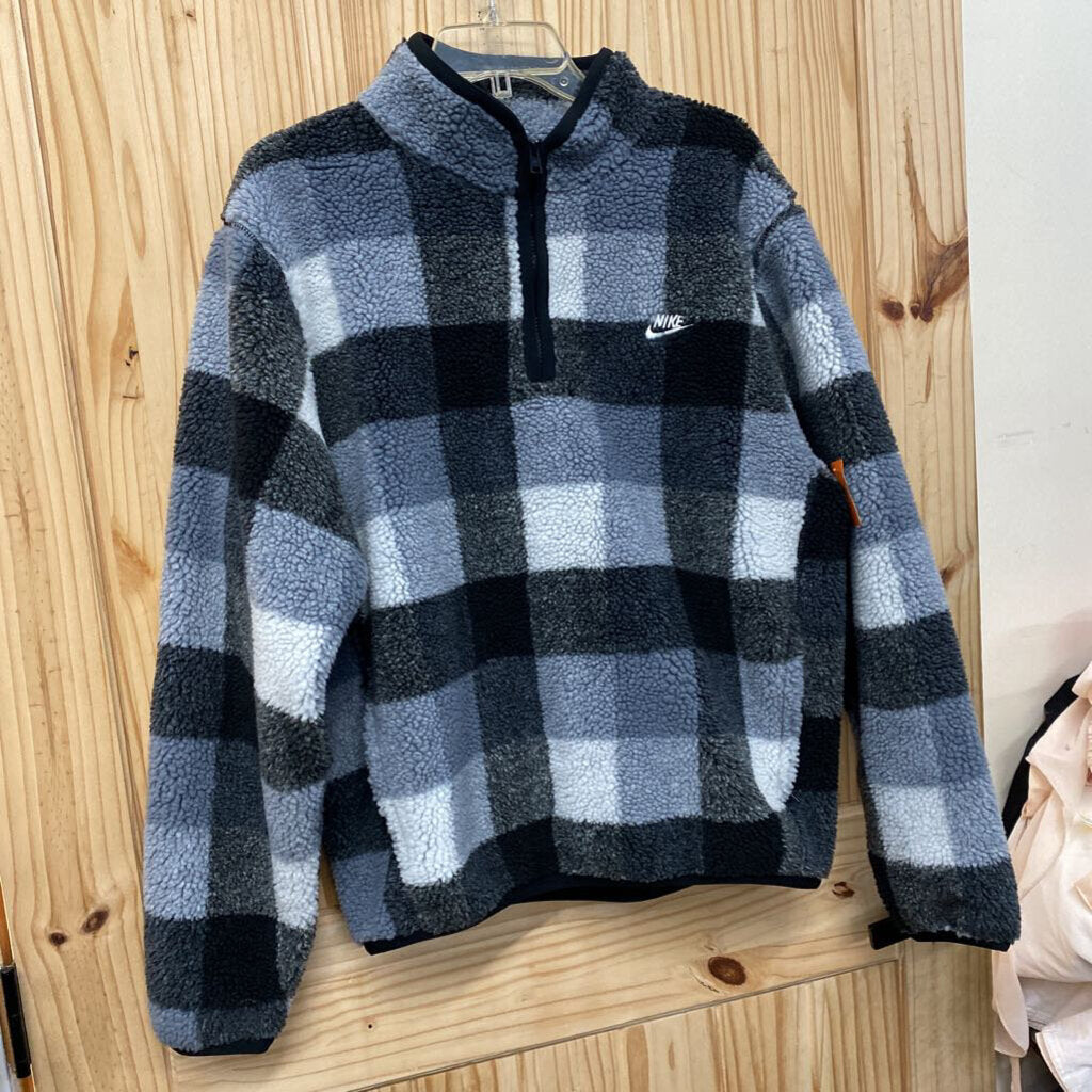 MEN NIKE S GREY PLAID SHERPA S NWT