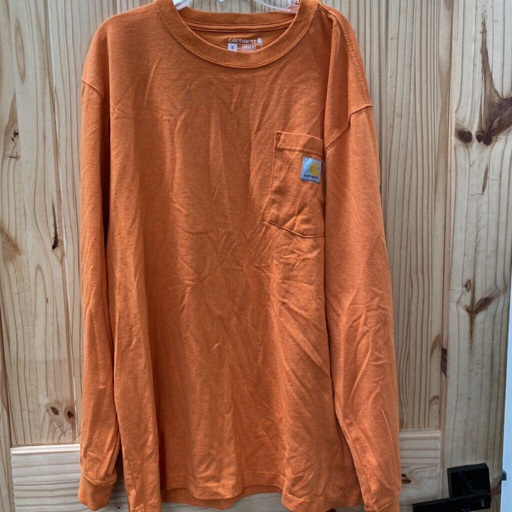MENS M LS ORANGE CARHARTT SHIRT