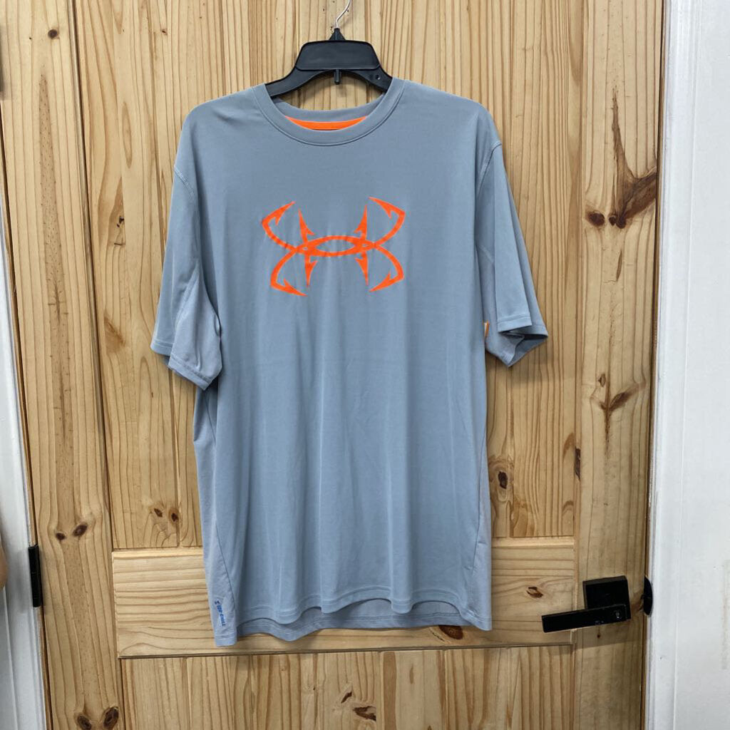 MENS XL UNDER ARMOUR GREY/BRIGHTORANGE