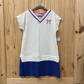 GIRLS OWILLI DRESS IVORY/PINK/NAVY BLUE S 8 NWT