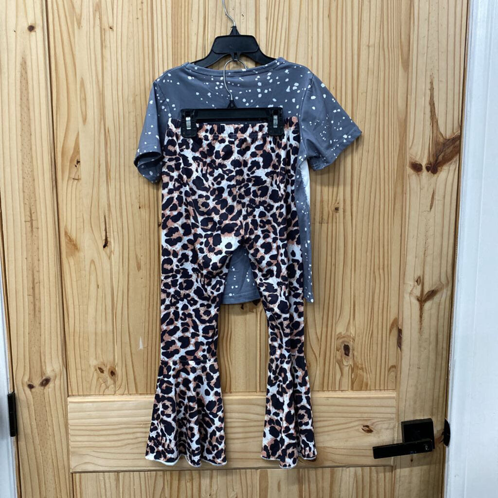 GIRLS 2PC SET CHARCOAL/LEOPARD PEACE LOVE COFFEE 130 8