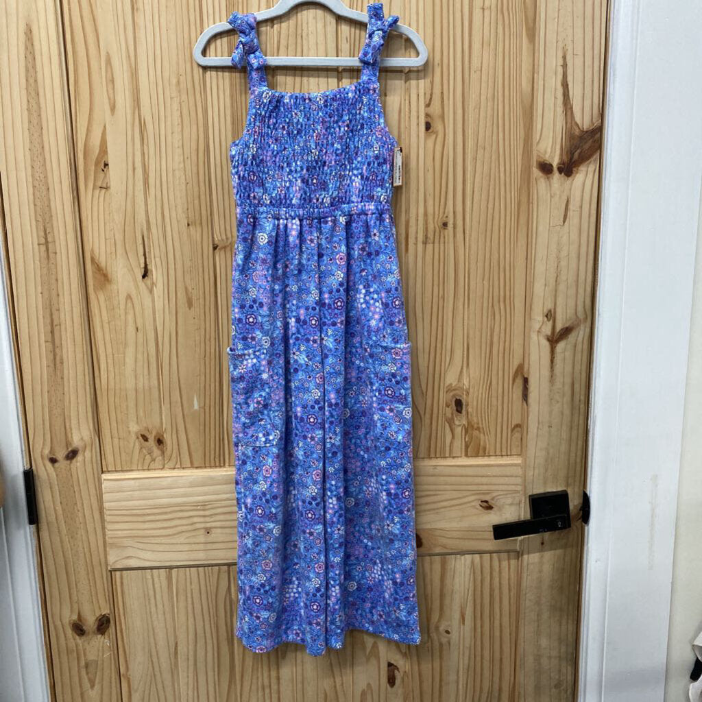 GIRLS PAISLEY LOVE LT BLUE FLORAL SL ROMPER 7