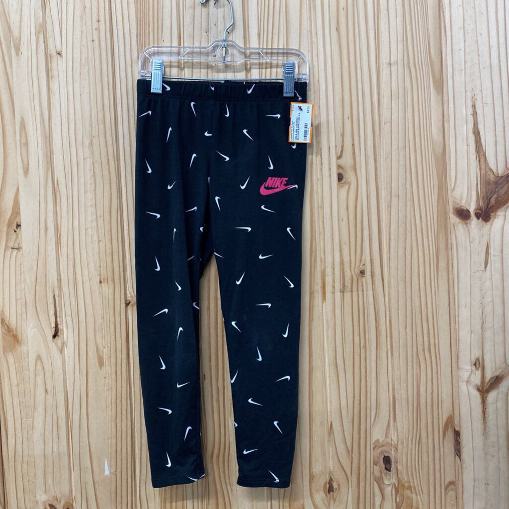 GIRLS NIKE LEGGINGS BLK/WHITE/PINK 6
